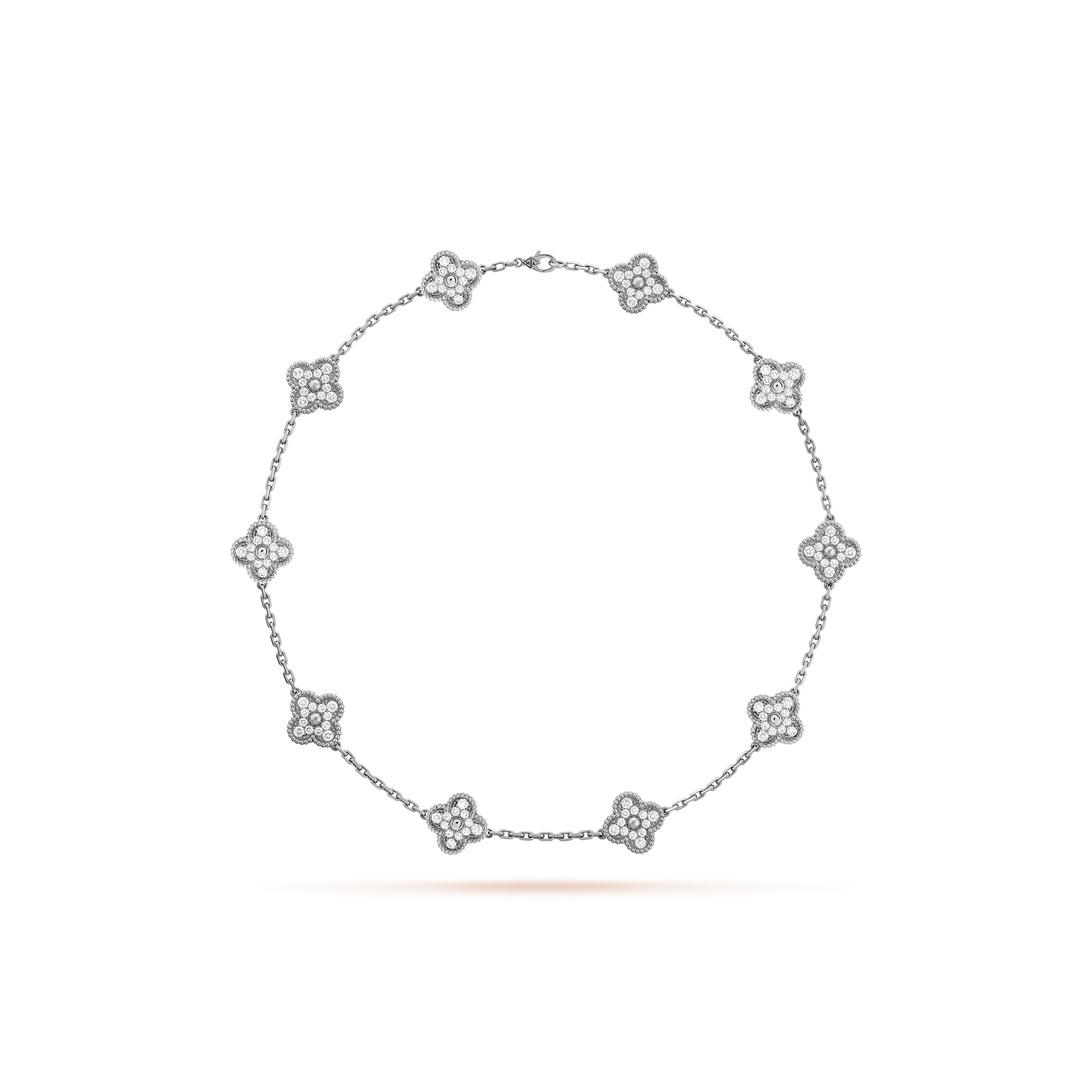 v*n cl*f arpels vintage alhambra necklace, 10 motifs - white gold, Di*m*nd  vcara42400